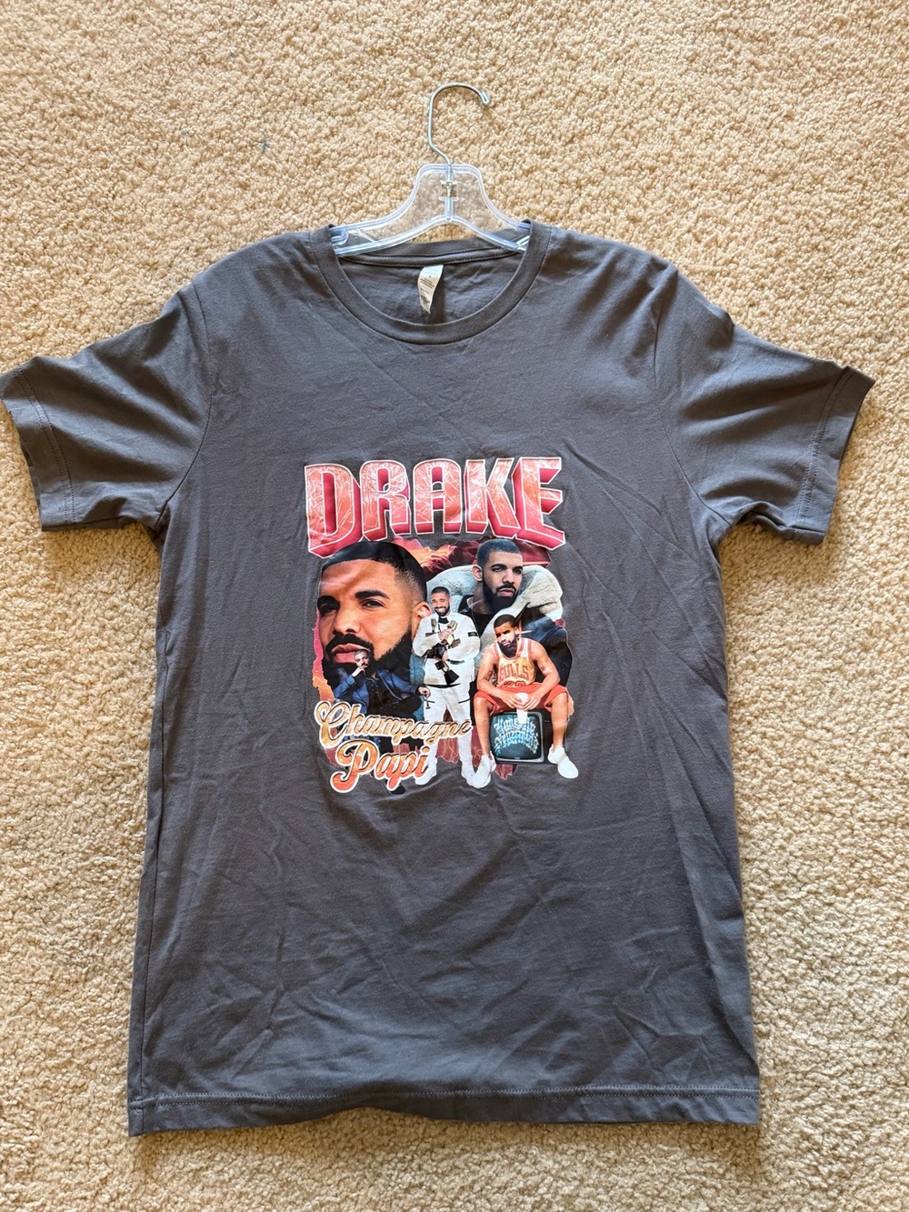 Drake Champagne Papi Graphic Tee Gray Size Medium
